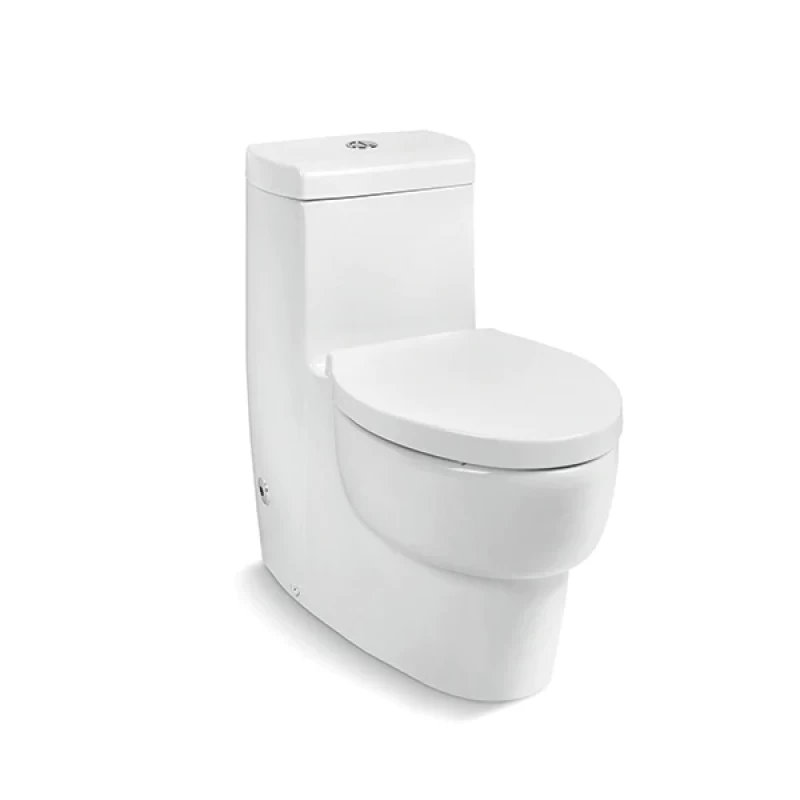 OVE COMFORT HEIGHT 1-PIECE DUAL FLUSH COMPACT ELONGATED TOILET WITH AQUAPISTON FLUSH IN WHITE