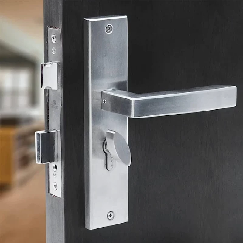 Crust INOX Premium 8inch Cys Plate Mortise Door Lock Handle Set with One Side Key Cylinder Set 3 Brass Computer Keys