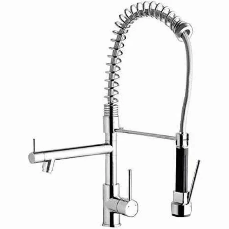 Aquieen Brass Chrome Finish Pull Out Kitchen Sink Mixer with Connecting Hose